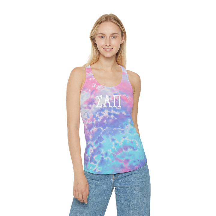 Sigma Alpha Pi Colorful Tie Dye Racerback Tank Top