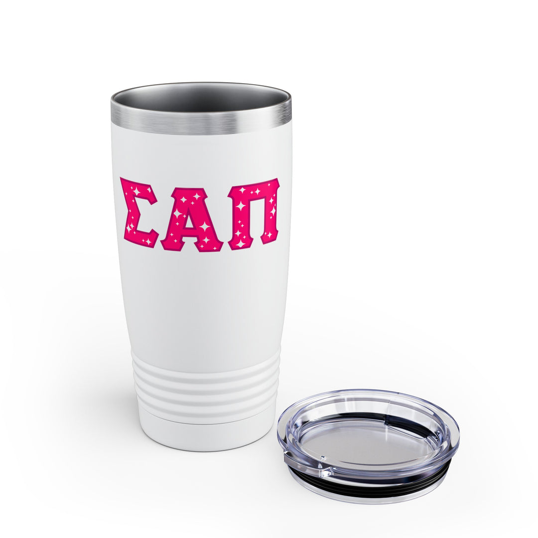 Sigma Alpha Pi - Ringneck Tumbler, 20oz - Pink/White