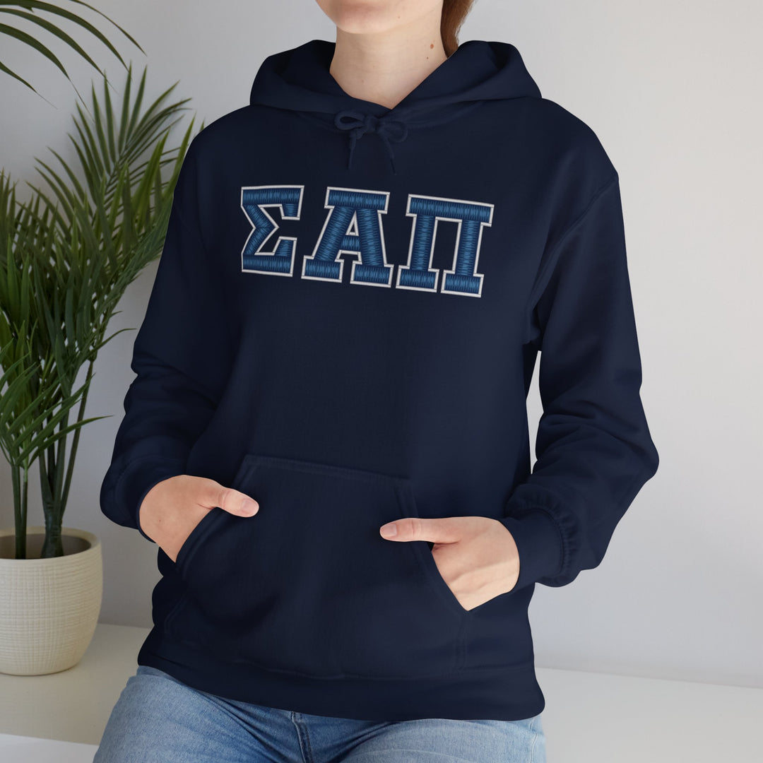 Sigma Alpha Pi Heavy Hooded Sweatshirt - Blue &