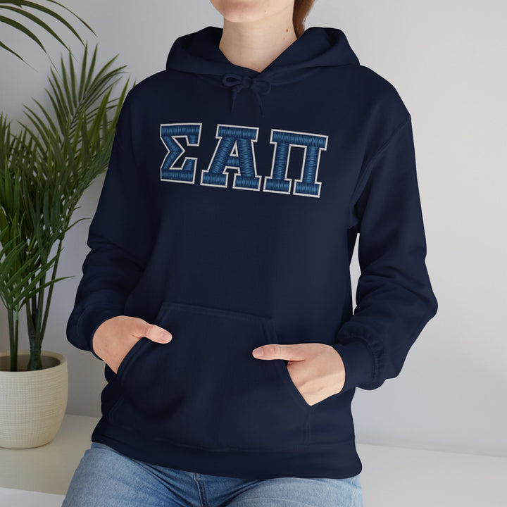 Sigma Alpha Pi Heavy Hooded Sweatshirt - Blue &