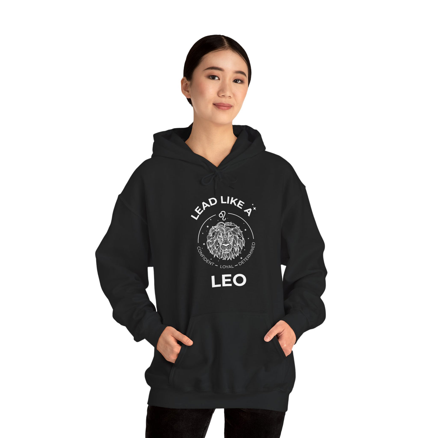 LEAD LIKE a Leo #2 - Heavy Hooded Sweatshirt - White/Black