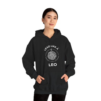 LEAD LIKE a Leo #2 - Heavy Hooded Sweatshirt - White/Black