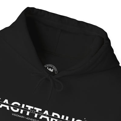 LEAD LIKE A SAGITTARIUS #3 - Heavy Hooded Sweatshirt - White/Black