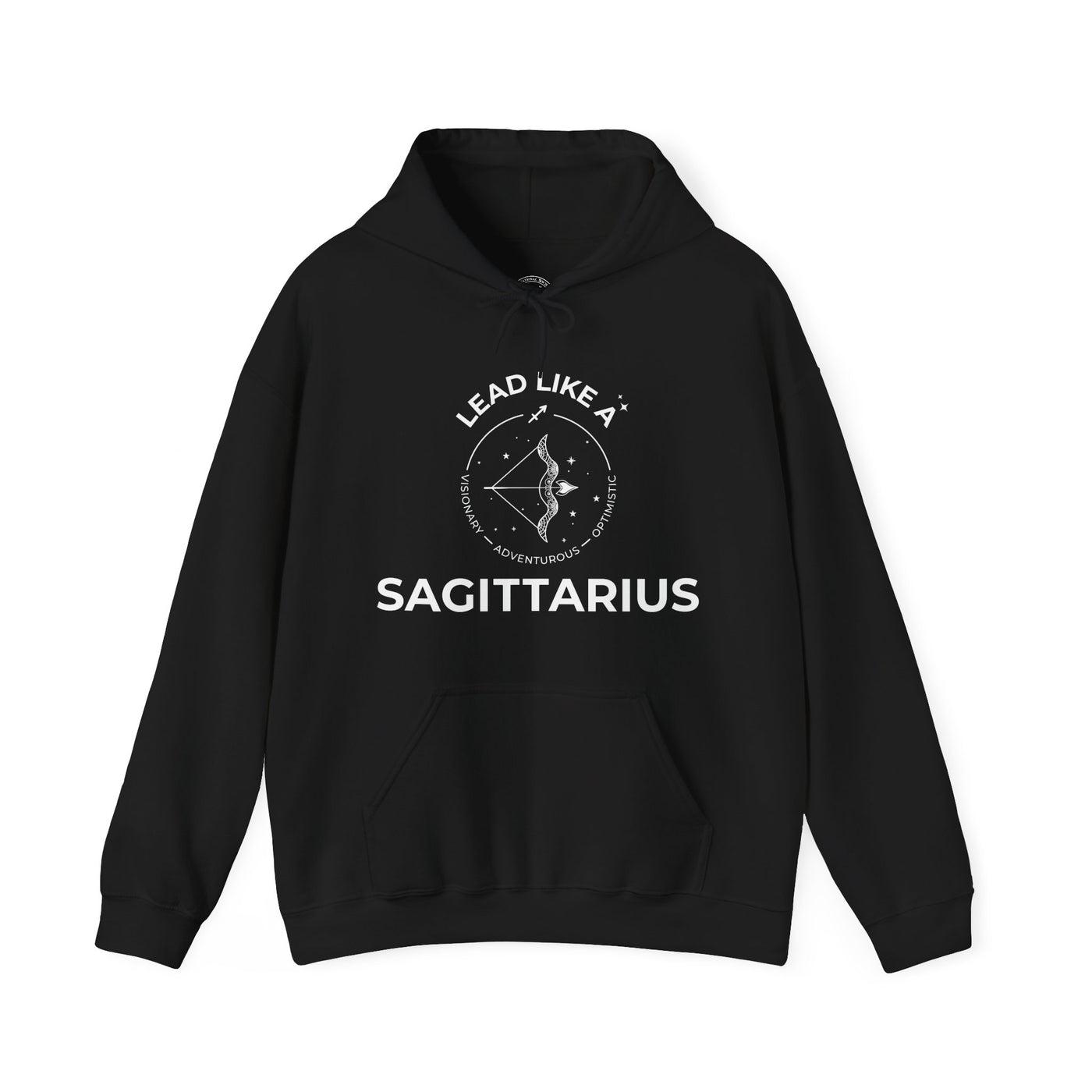 LEAD LIKE A SAGITTARIUS #2 - Heavy Hooded Sweatshirt - White/Black