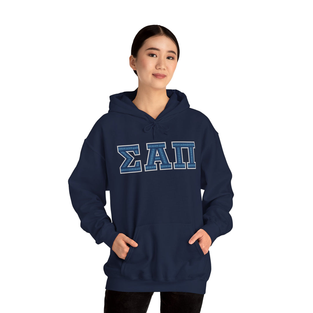 Sigma Alpha Pi Heavy Hooded Sweatshirt - Blue &