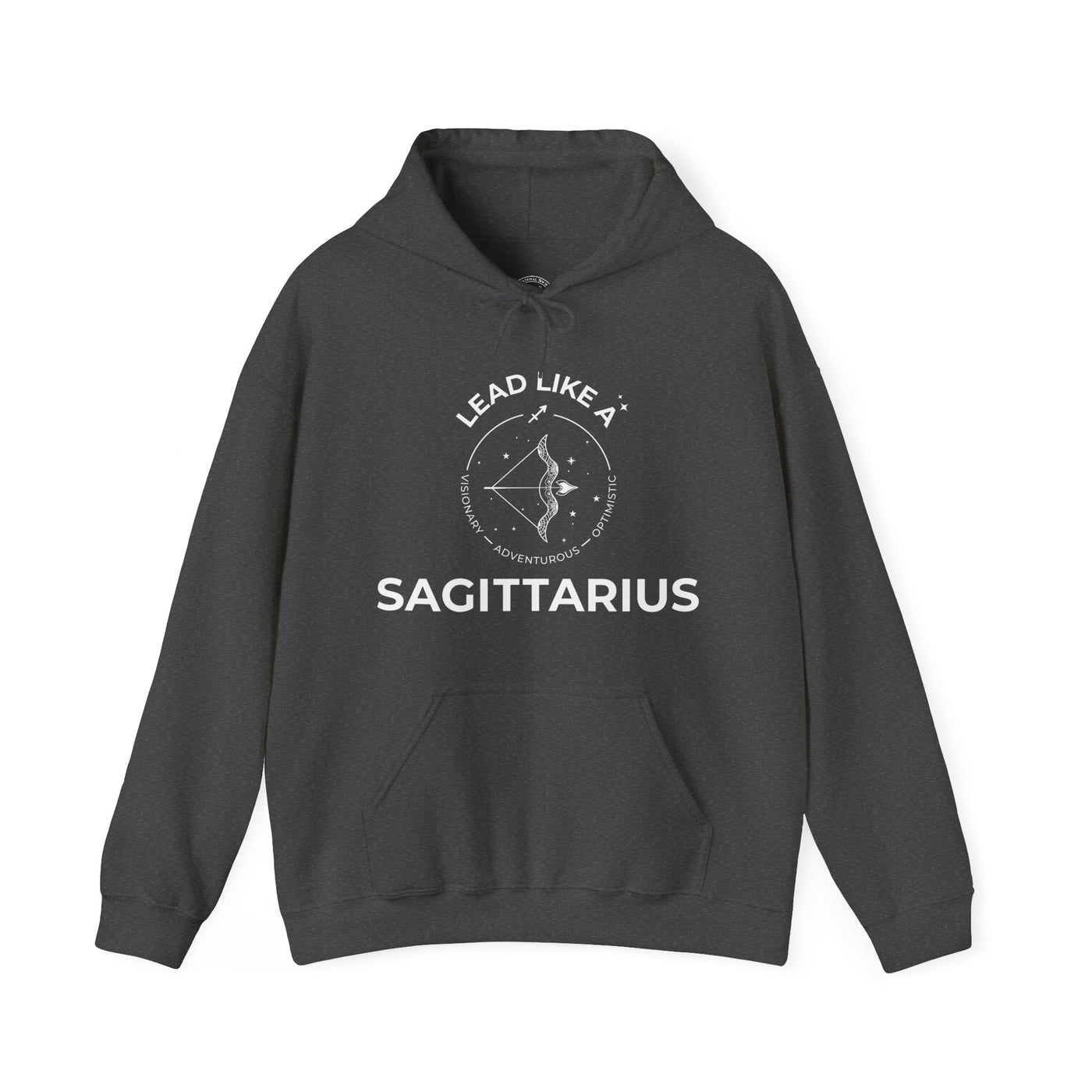 LEAD LIKE A SAGITTARIUS #2 - Heavy Hooded Sweatshirt - White/Black