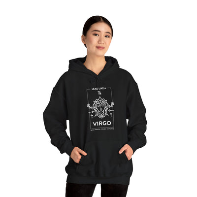 Lead Like A Virgo #1 - Heavy Hooded Sweatshirt - White/Black