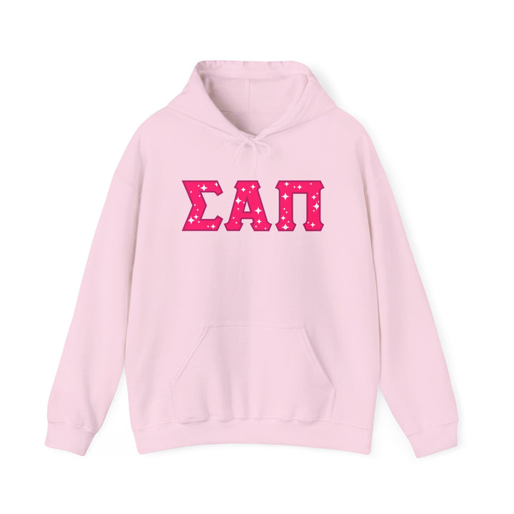 SIGMA ALPHA PI Heavy Hooded Sweatshirt - Pink on Pink