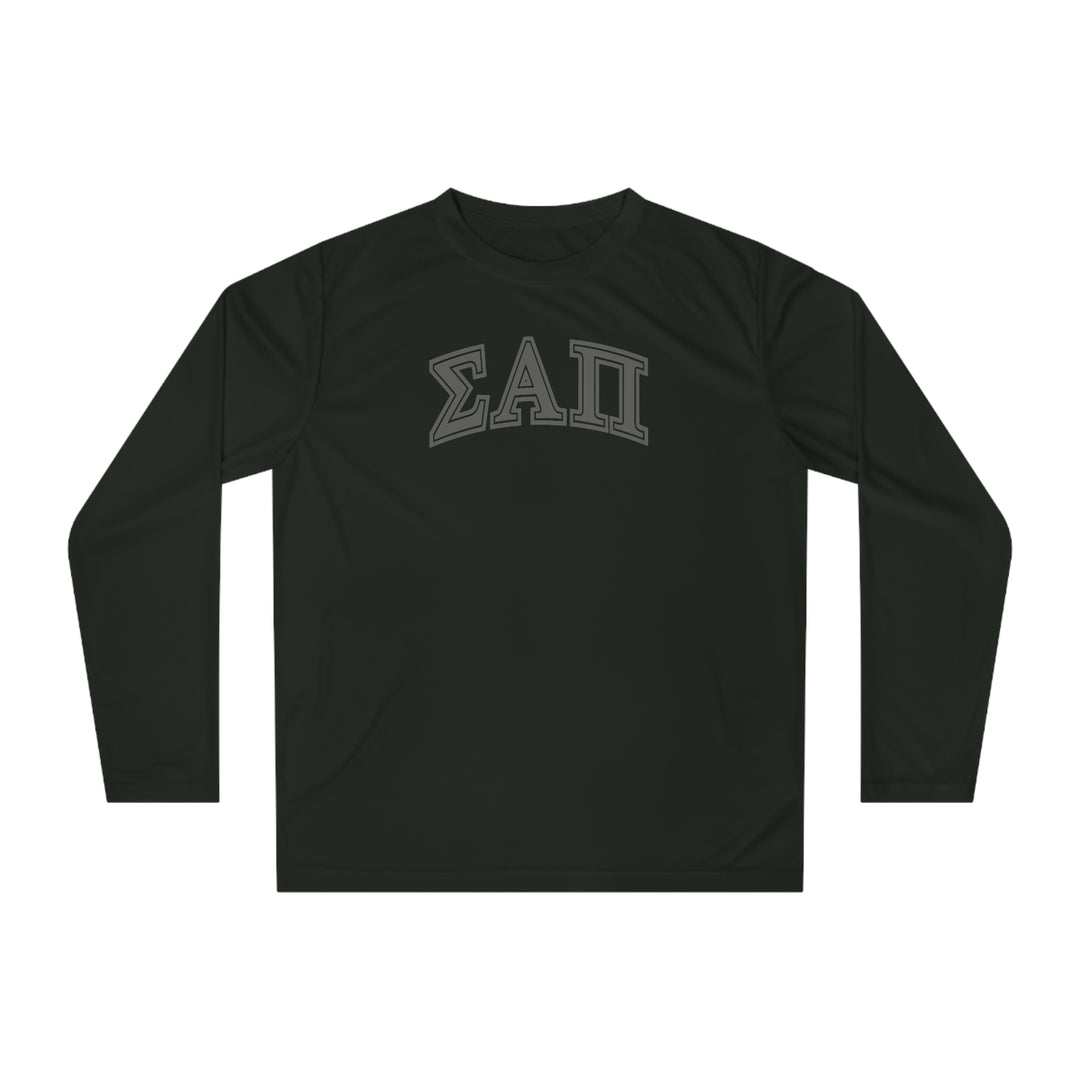 SIGMA ALPHA PI Performance Long Sleeve Shirt - Grey on Black