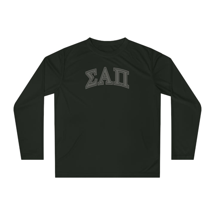 SIGMA ALPHA PI Performance Long Sleeve Shirt - Grey on Black