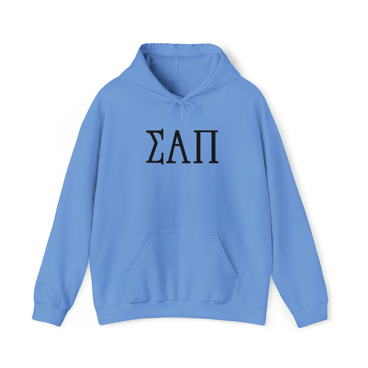 SIGMA ALPHA PI Elite Heavy Hooded Sweatshirt - Black Letters