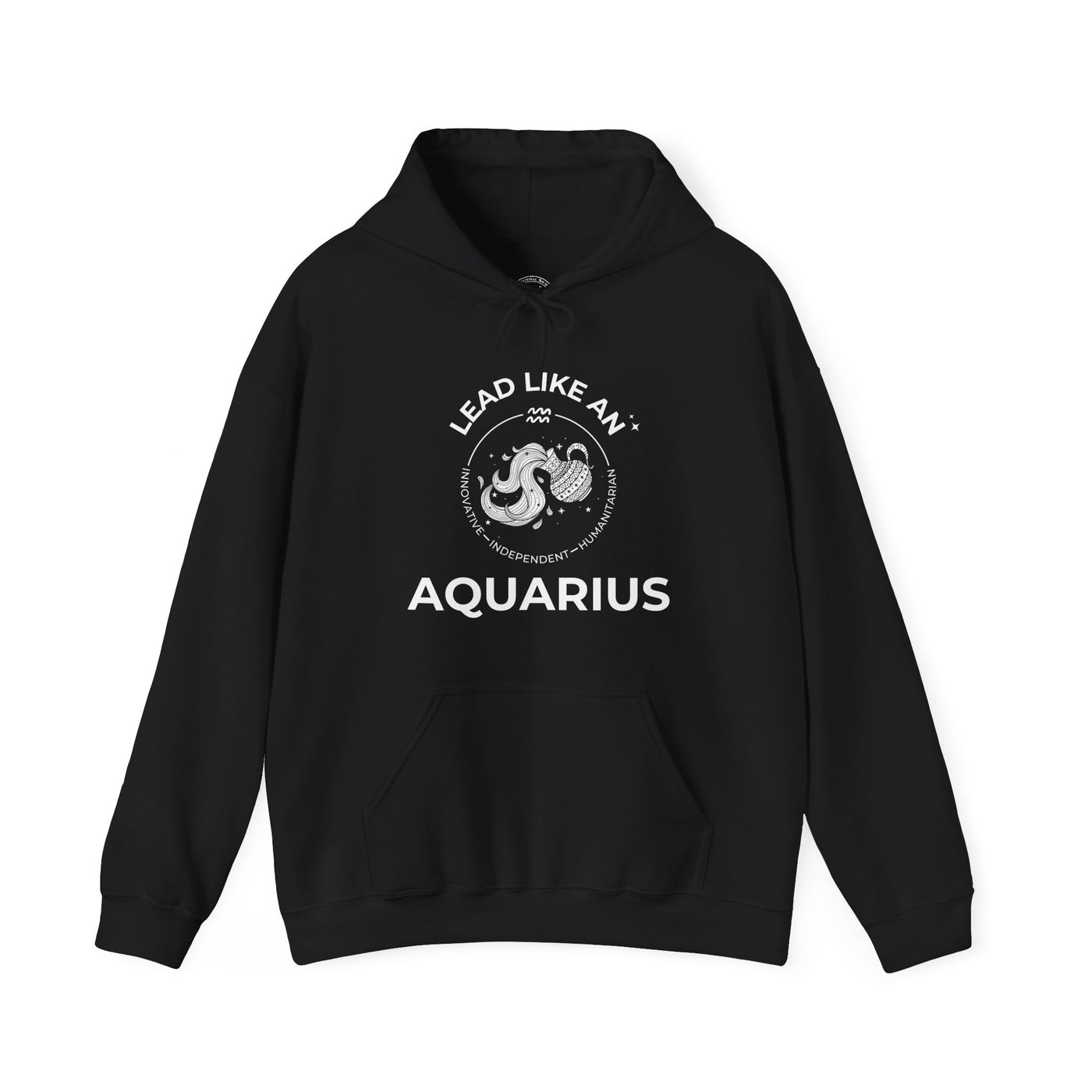 LEAD LIKE an Aquarius #2 - Heavy Hooded Sweatshirt - White/Black