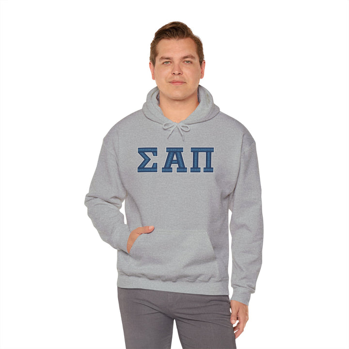 Sigma Alpha Pi Heavy Hooded Sweatshirt - Blue &