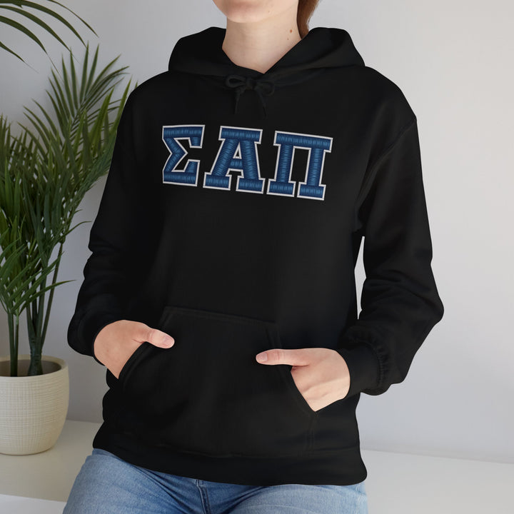 Sigma Alpha Pi Heavy Hooded Sweatshirt - Blue &