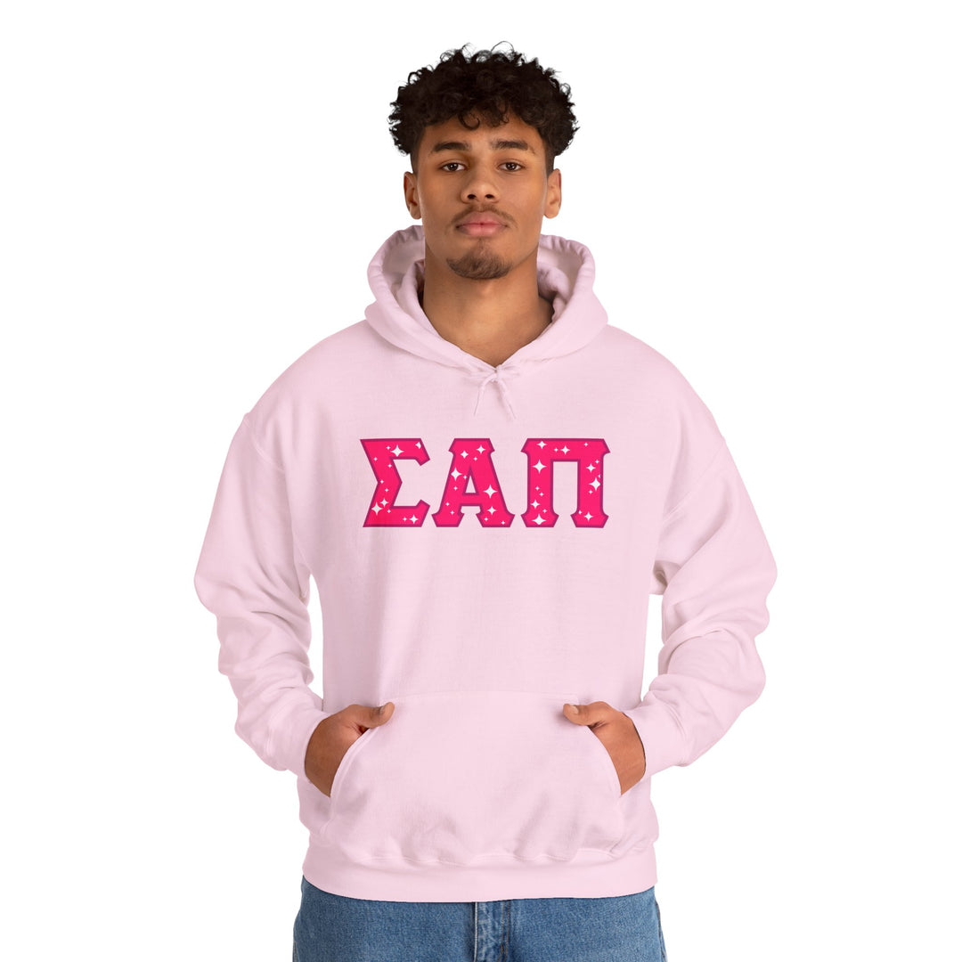 SIGMA ALPHA PI Heavy Hooded Sweatshirt - Pink on Pink