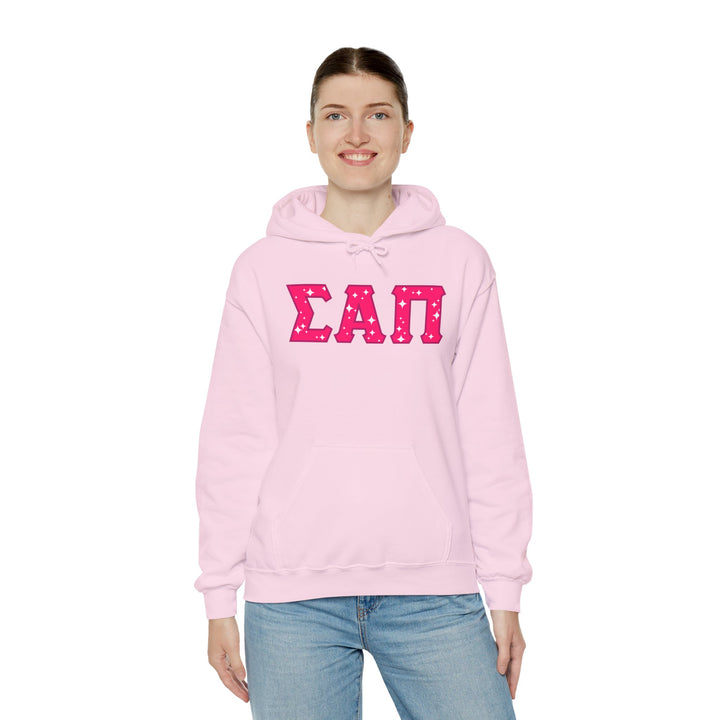SIGMA ALPHA PI Heavy Hooded Sweatshirt - Pink on Pink