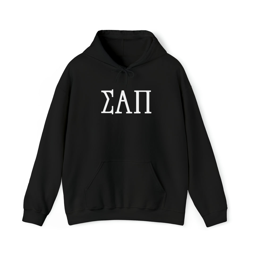 SIGMA ALPHA PI Elite Heavy Hooded Sweatshirt - White Letters