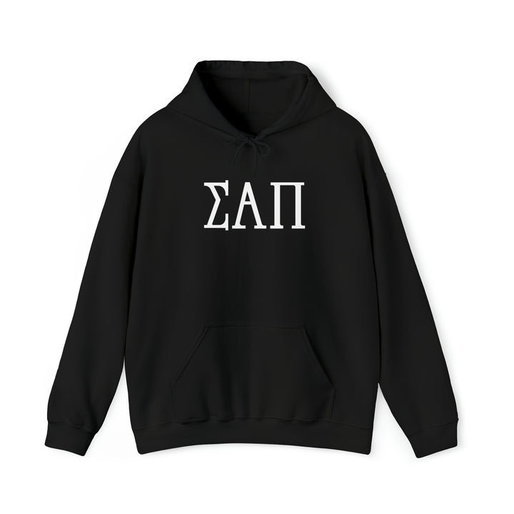 SIGMA ALPHA PI Elite Heavy Hooded Sweatshirt - White Letters