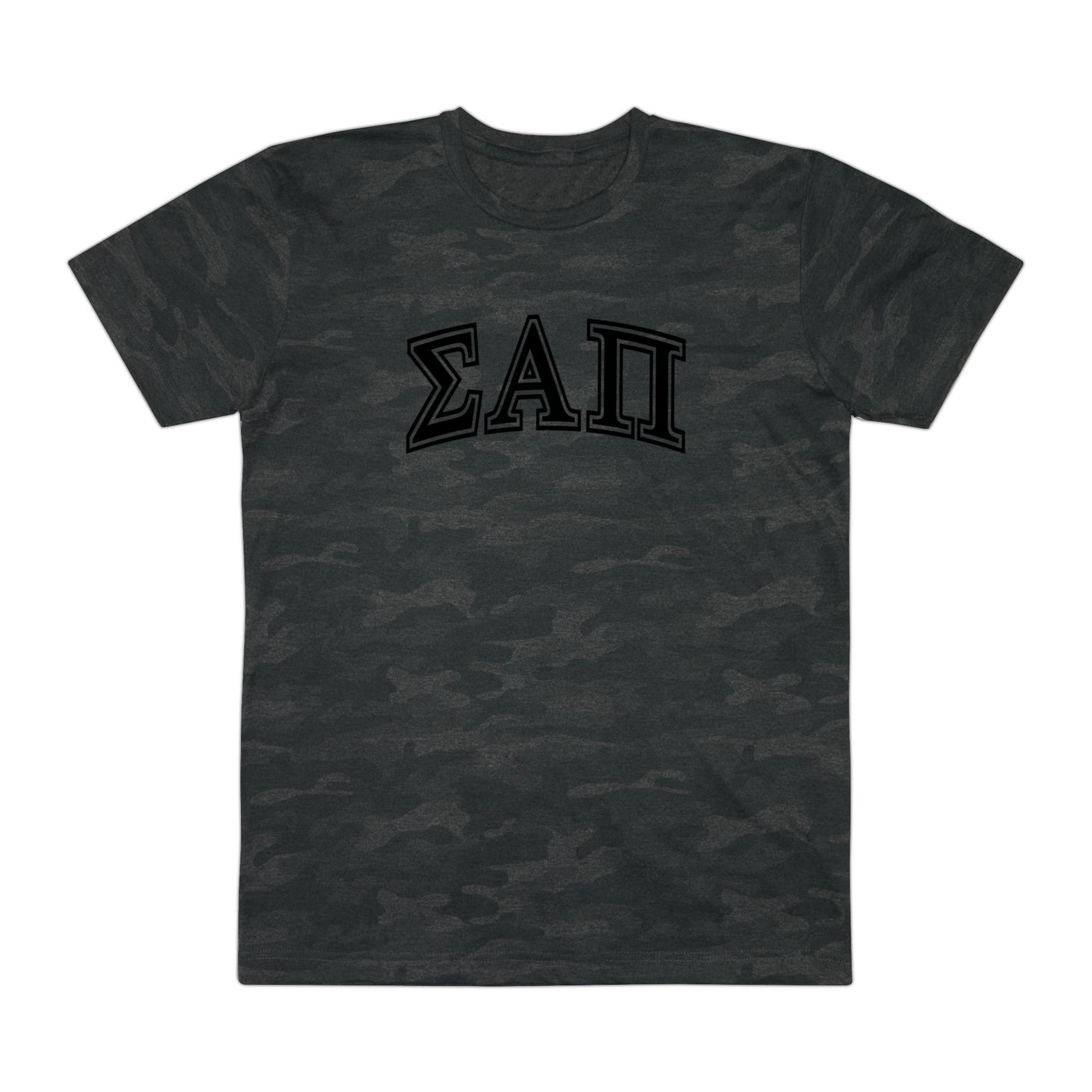 Sigma Alpha Pi T-Shirt - Black on Black Camo