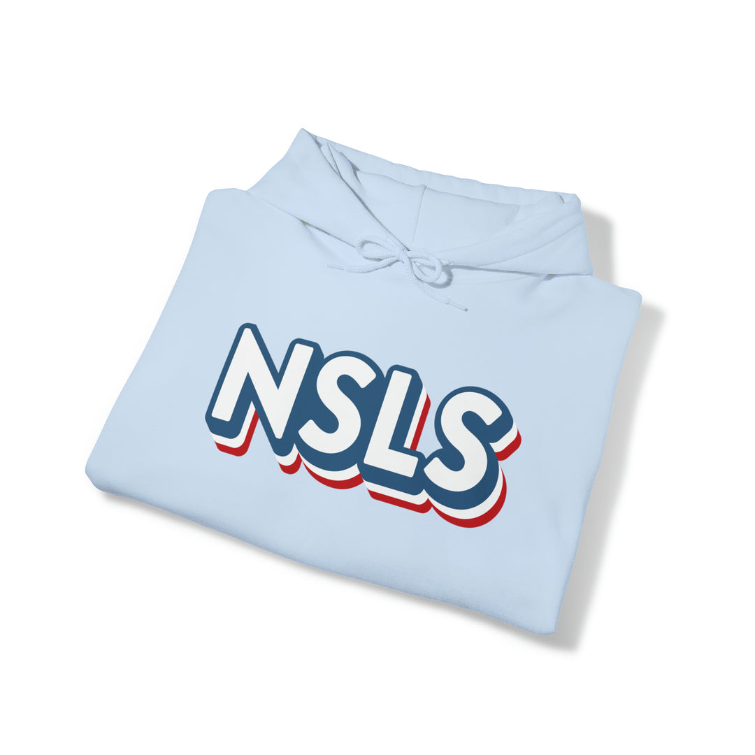 NSLS Heavy Hooded Sweatshirt - RWB on Light Blue