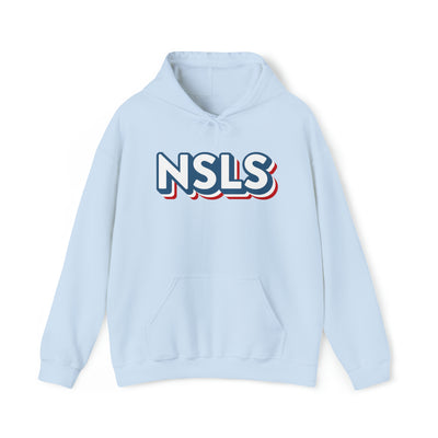 NSLS Heavy Hooded Sweatshirt - RWB on Light Blue