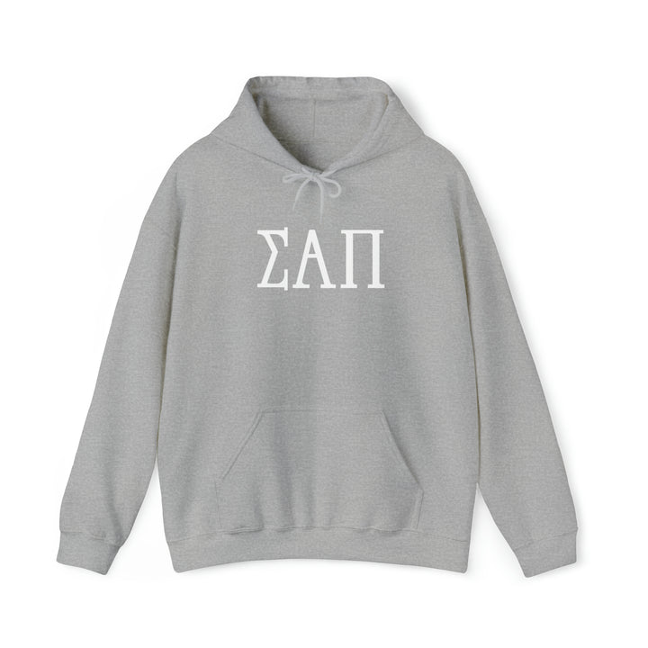 SIGMA ALPHA PI Elite Heavy Hooded Sweatshirt - White Letters