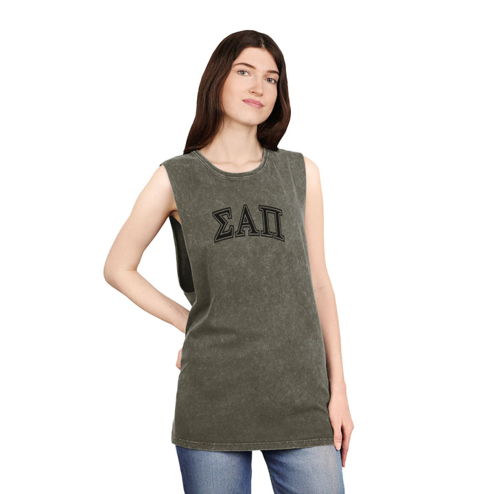 Sigma Alpha Pi Unisex Stonewash Tank Top