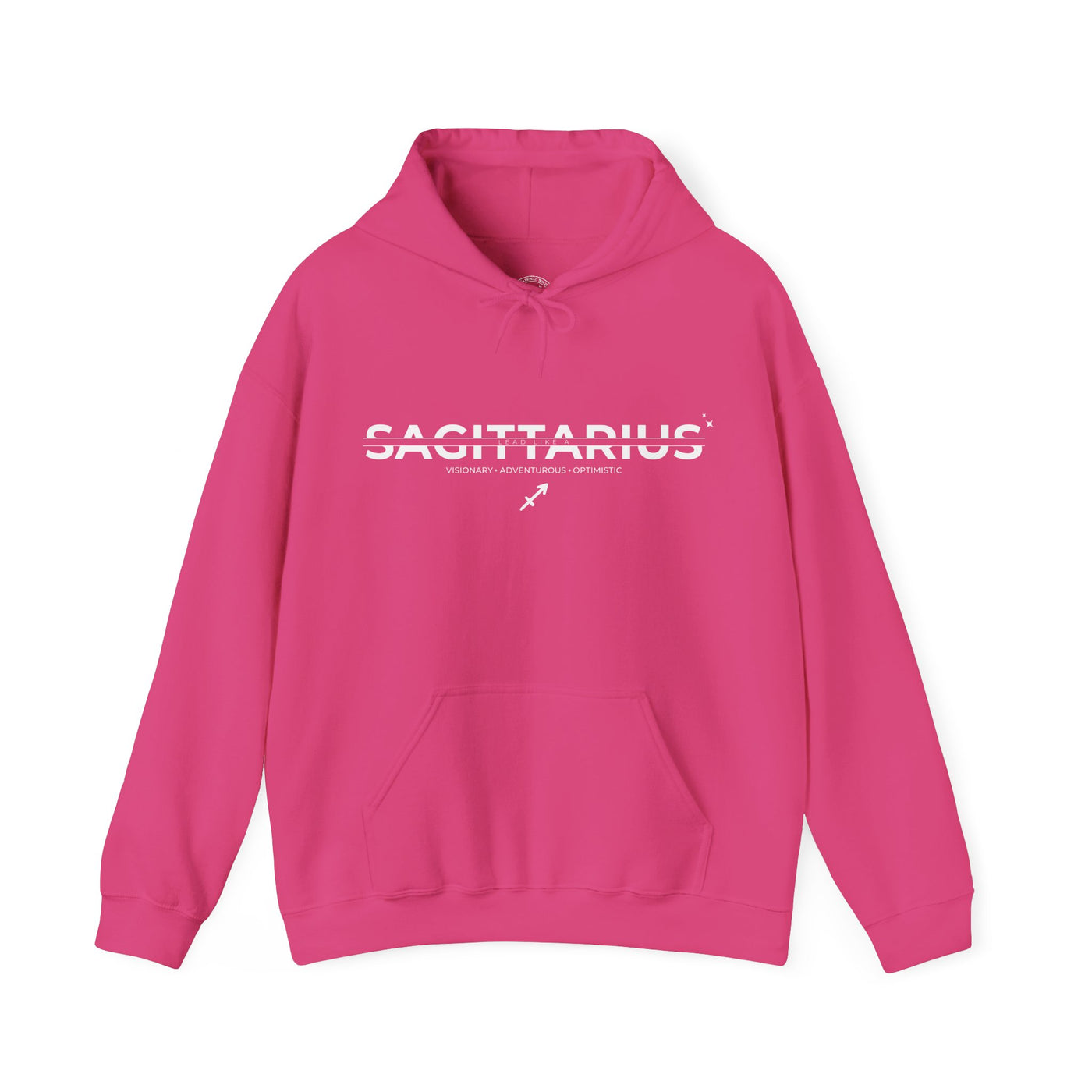 LEAD LIKE A SAGITTARIUS #3 - Heavy Hooded Sweatshirt - White/Black