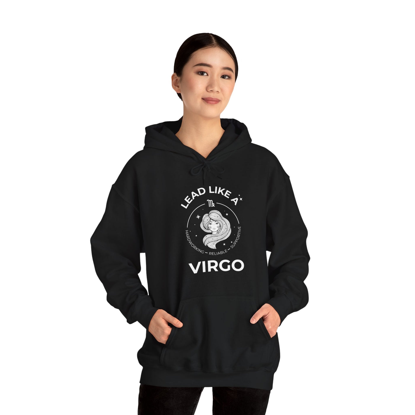 Lead Like A Virgo #2 - Heavy Hooded Sweatshirt - White/Black