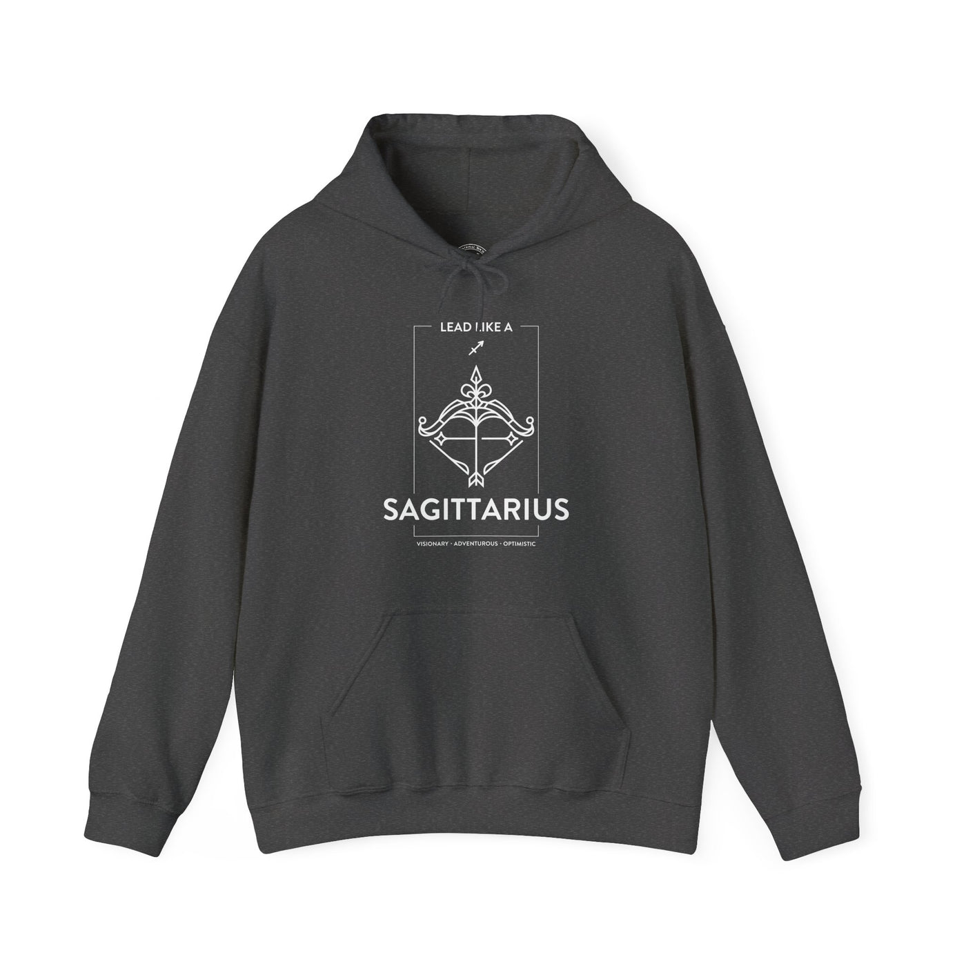 LEAD LIKE A SAGITTARIUS #1 - Heavy Hooded Sweatshirt - White/Black