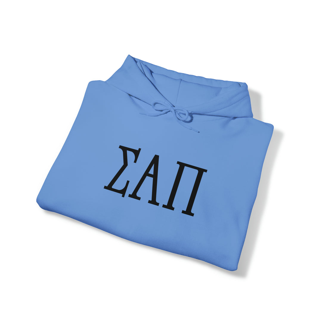 SIGMA ALPHA PI Elite Heavy Hooded Sweatshirt - Black Letters