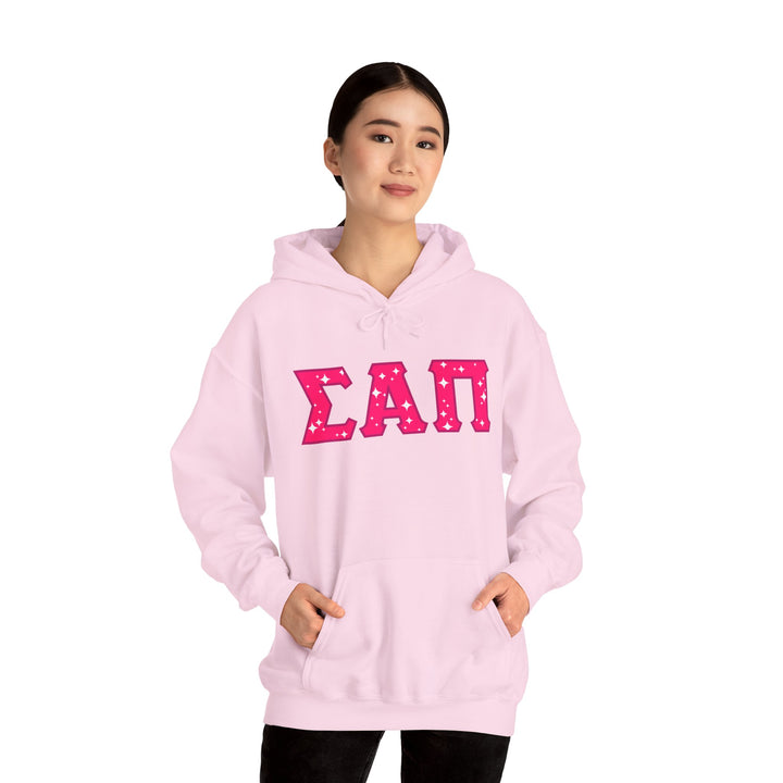 SIGMA ALPHA PI Heavy Hooded Sweatshirt - Pink on Pink