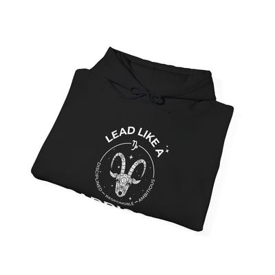 LEAD LIKE A Capricorn #2 - Heavy Hooded Sweatshirt - White/Black