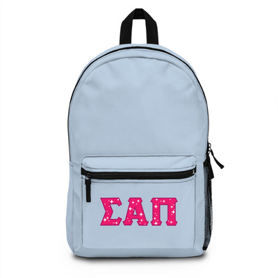 Sigma Alpha Pi Backpack - Pink on Blue