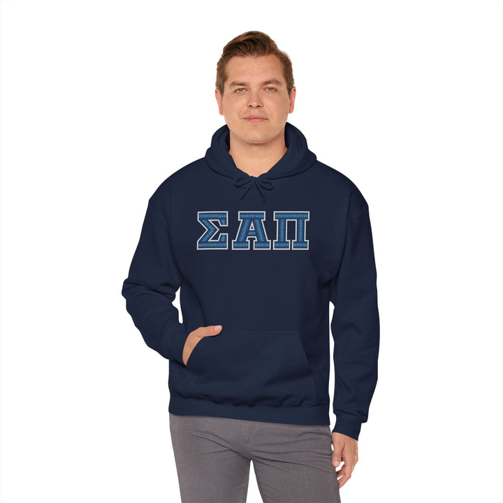 Sigma Alpha Pi Heavy Hooded Sweatshirt - Blue &