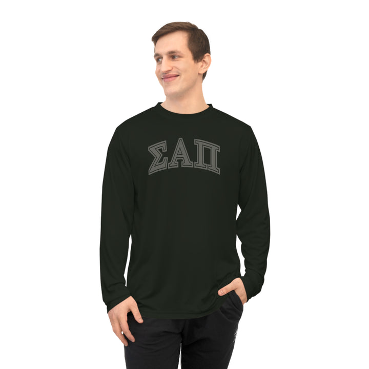 SIGMA ALPHA PI Performance Long Sleeve Shirt - Grey on Black