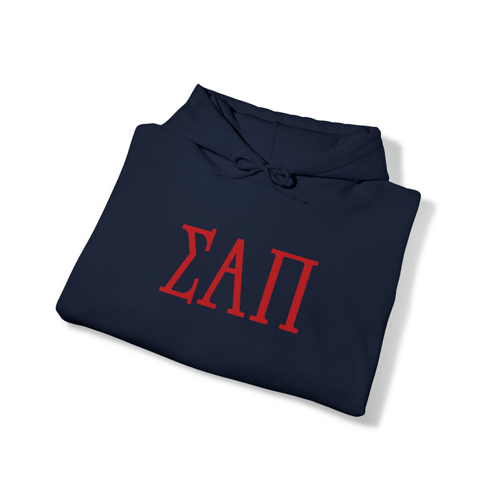 SIGMA ALPHA PI Elite Heavy Hooded Sweatshirt - Red Letters