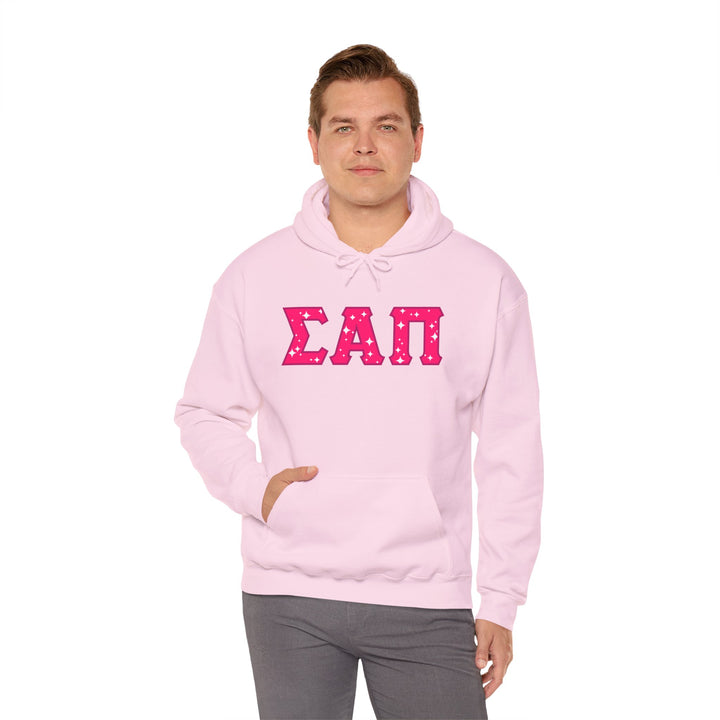 SIGMA ALPHA PI Heavy Hooded Sweatshirt - Pink on Pink