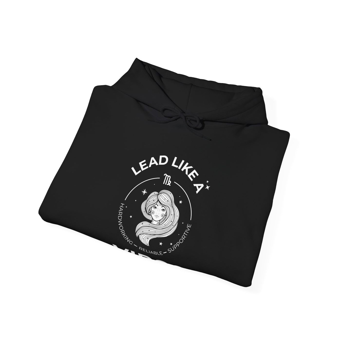 Lead Like A Virgo #2 - Heavy Hooded Sweatshirt - White/Black