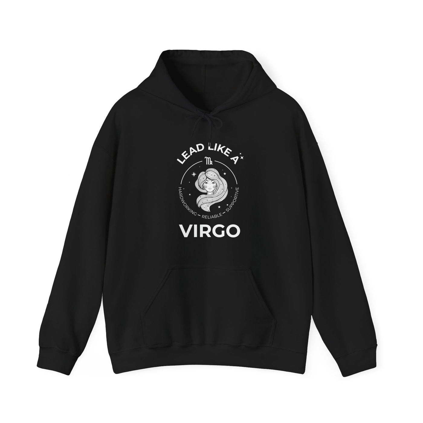 Lead Like A Virgo #2 - Heavy Hooded Sweatshirt - White/Black