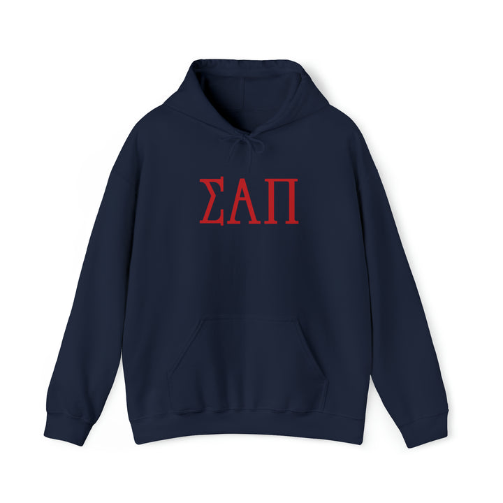 SIGMA ALPHA PI Elite Heavy Hooded Sweatshirt - Red Letters