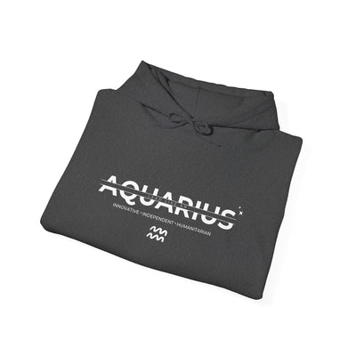 LEAD LIKE an Aquarius #3 - Heavy Hooded Sweatshirt - White/Black