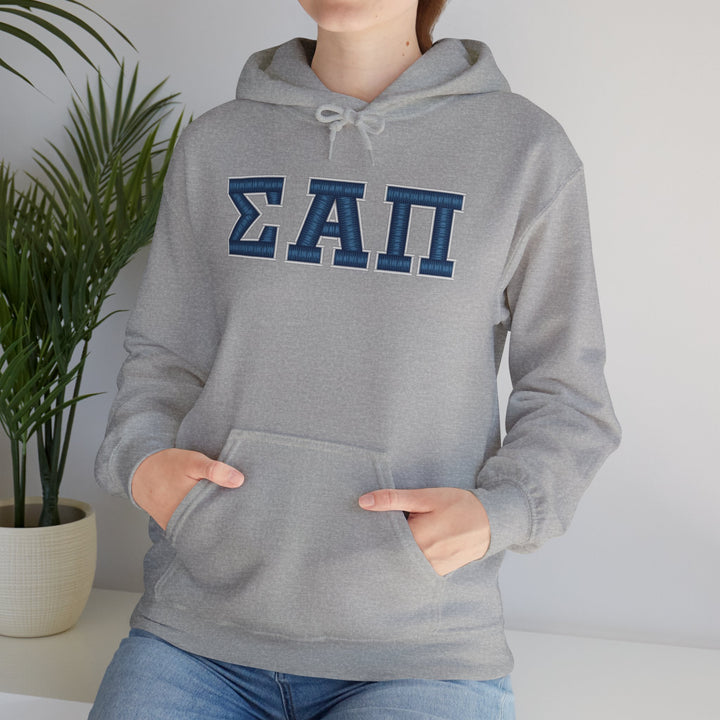 Sigma Alpha Pi Heavy Hooded Sweatshirt - Blue &
