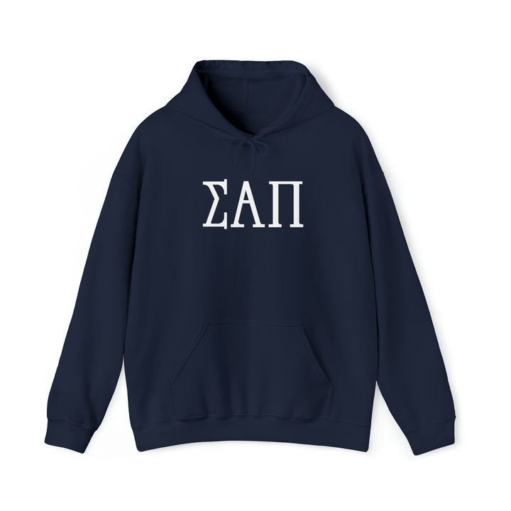 SIGMA ALPHA PI Elite Heavy Hooded Sweatshirt - White Letters