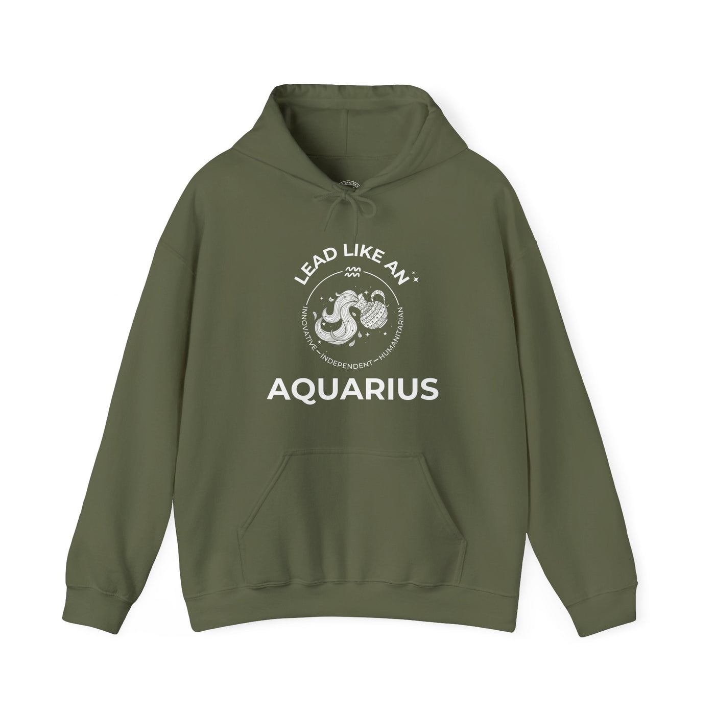 LEAD LIKE an Aquarius #2 - Heavy Hooded Sweatshirt - White/Black