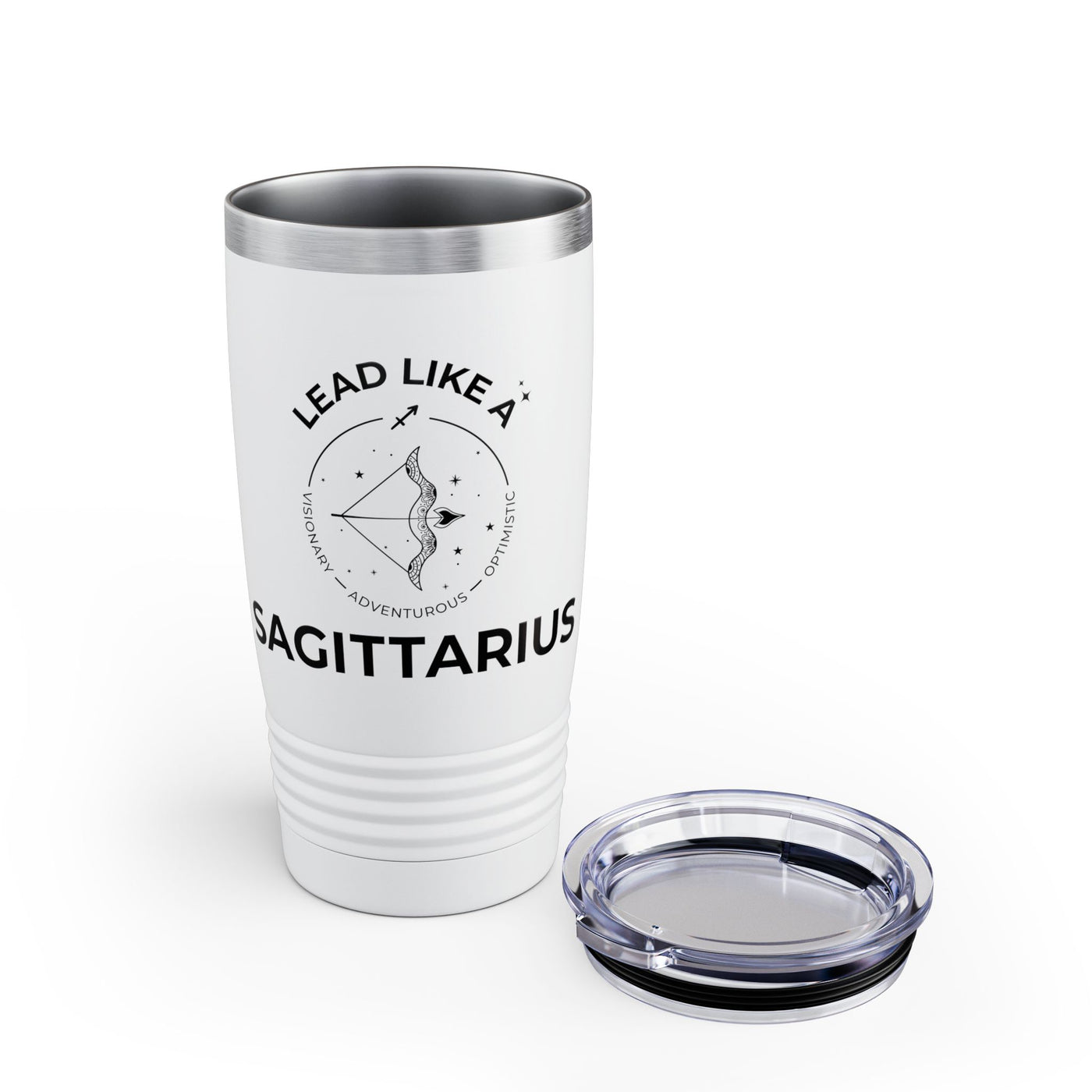 Lead Like a Sagittarius #2 - White Ringneck Tumbler, 20oz