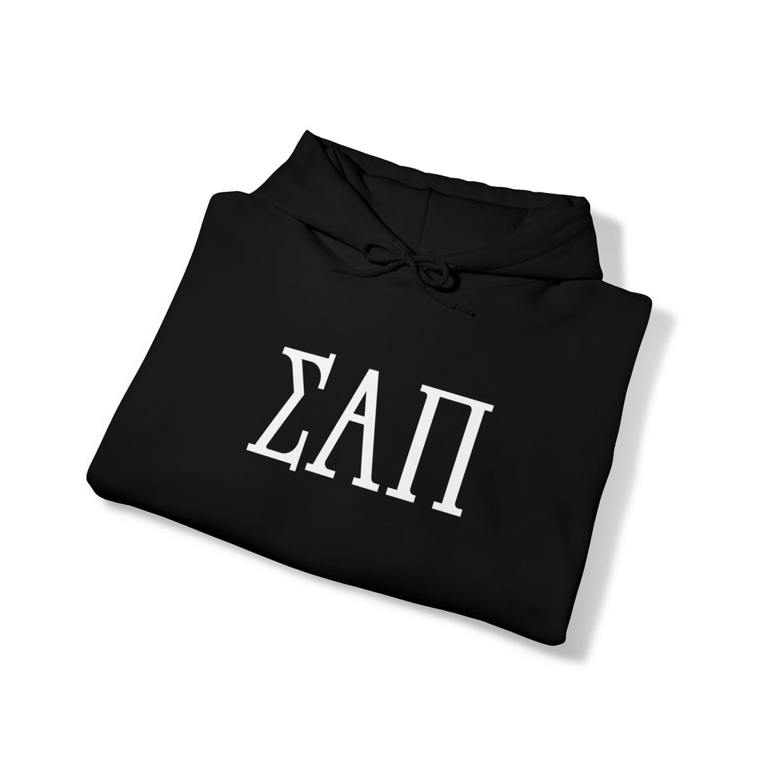 SIGMA ALPHA PI Elite Heavy Hooded Sweatshirt - White Letters