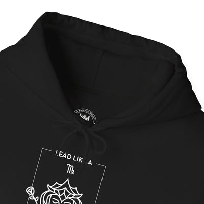 Lead Like A Virgo #1 - Heavy Hooded Sweatshirt - White/Black