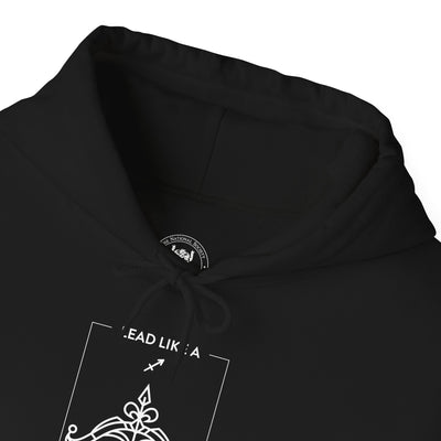 LEAD LIKE A SAGITTARIUS #1 - Heavy Hooded Sweatshirt - White/Black