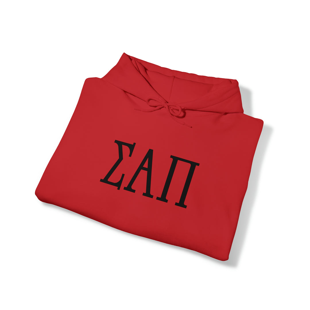 SIGMA ALPHA PI Elite Heavy Hooded Sweatshirt - Black Letters